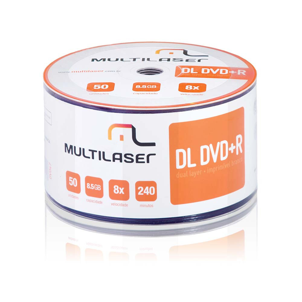 Mídia Dvd+R Dual Layer 8,5GB Shrink Imprimível 50 Unidades Multilaser - DV047