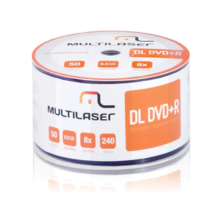 Mídia Dvd+R Dual Layer 8,5GB Shrink Imprimível 50 Unidades Multilaser - DV047