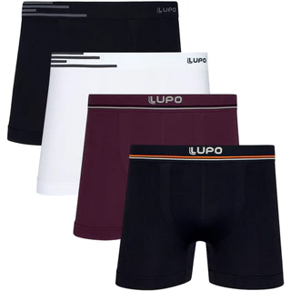 Kit com 4 Cuecas Boxer Microfibra sem Costura Lupo