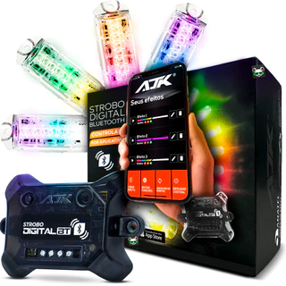 Kit Central + 4 Strobos Digital Bluetooth C/ App Led Rgb Automotivo AJK