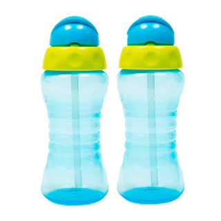 2x Garrafas Infantis com Canudo Retrátil 300ml Fresh Azul - Buba