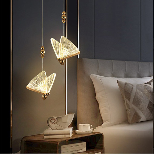 Pendente Borboleta Dourado cor 3000k 5w -7W - Bivolt