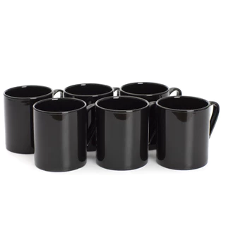 Kit Jogo 6 Xicara Café Expresso Chá Porcelana Preta 80ml Caneca Sem Pires
