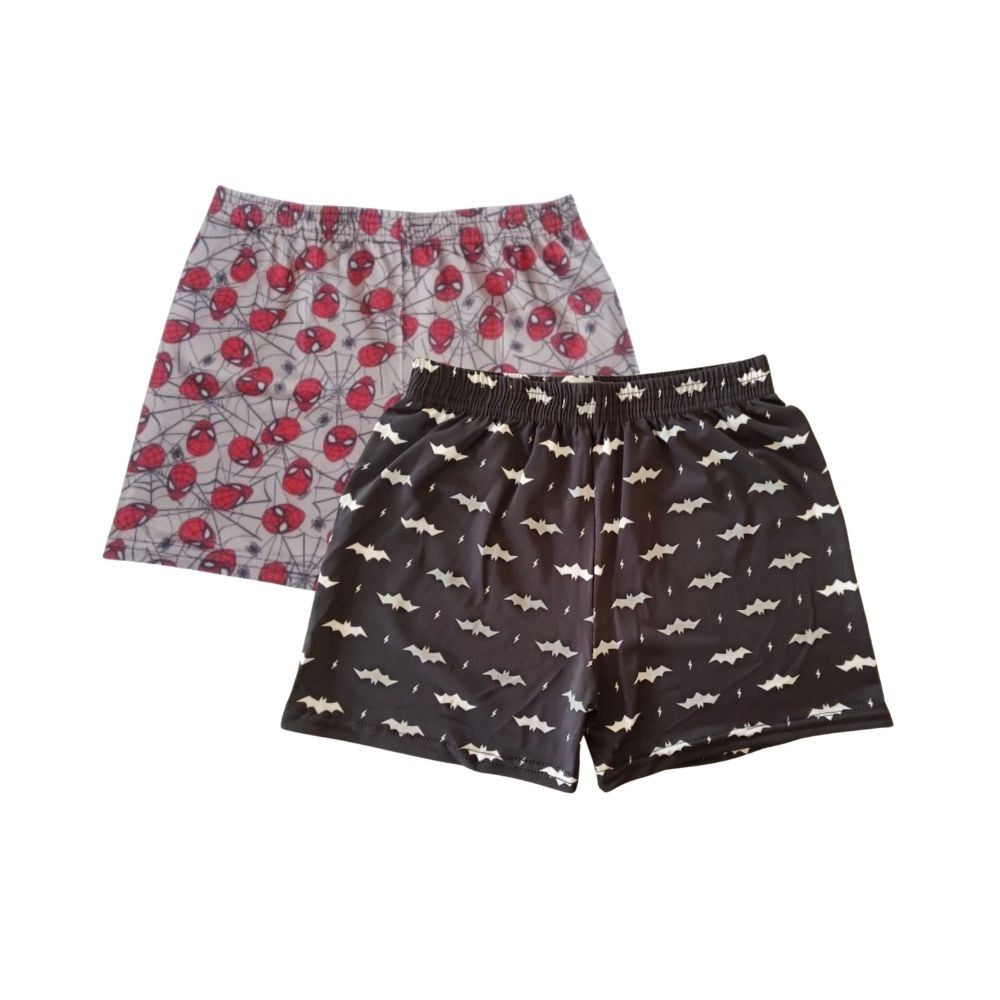Kit 2 Samba Canção Estampado Desenho Short Dormir Confortável Meninos Infantil