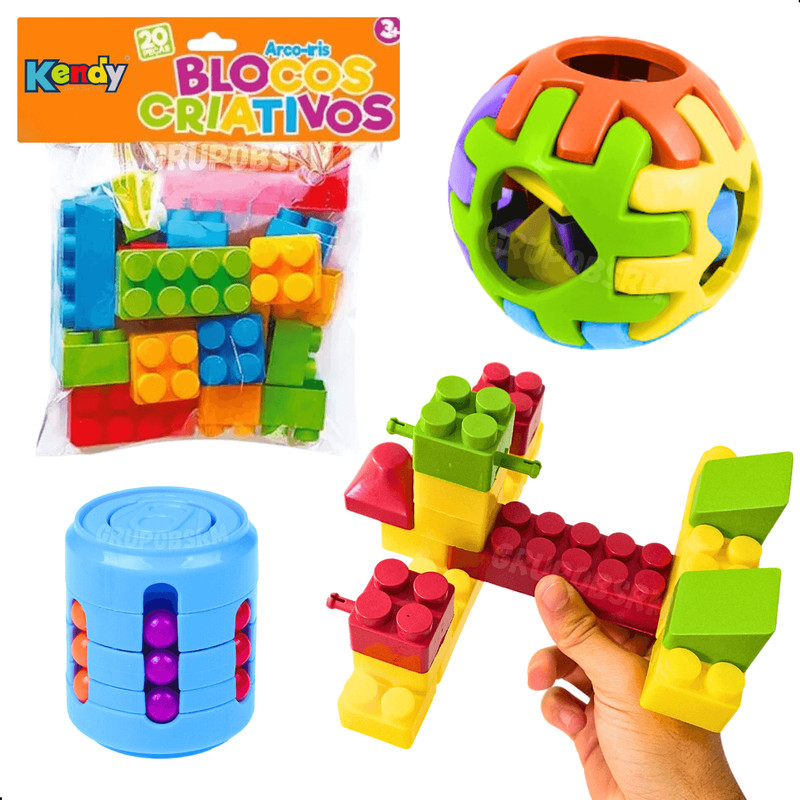 Kit Brinquedos didáticos jogos educativos infantil blocos de montar ...