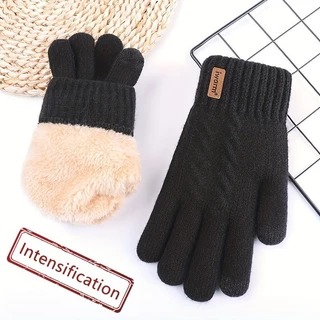 1 Par De Luvas De Inverno Térmicas De Tela Quente De Velo Forrado , Para Dirigir , Ciclismo , Presentes De Férias