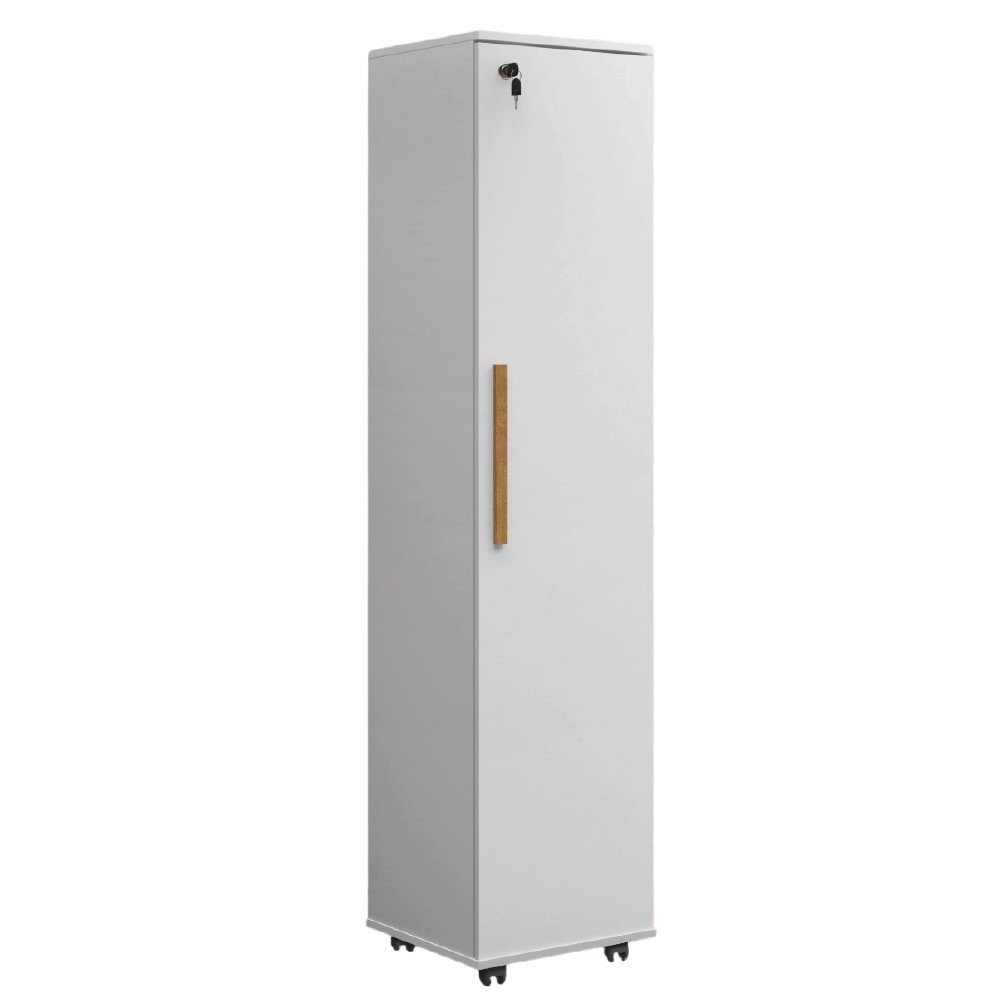 Armário Multiuso Para Escritório Com Chave e Rodízios 1 Porta Lune Branco J&A