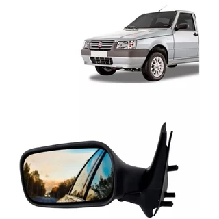 RETROVISOR FIAT UNO MILLE FIRE 2001 2002 2003 2004 2005 com 2 PORTAS (SEM CONTROLE) LADO ESQUERDO MOTORISTA COM ESPELHO SUPORTE E PARAFUSOS DE FIXAÇÃO