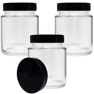 Kit 3 Pote de Vidro 240ml Tampa Plástica Para Tempero Papinha