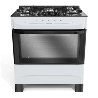 Fogão Mueller 5 Bocas Mesa de Vidro e Acendimento Automático MFV5BB