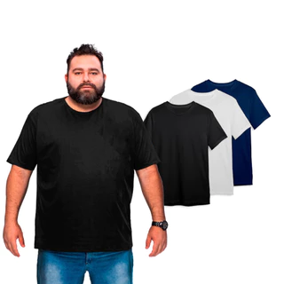 KIT 10 CAMISETAS MASCULINAS BASICAS PLUS SIZE 100% ALGODÃO G1 AO G5