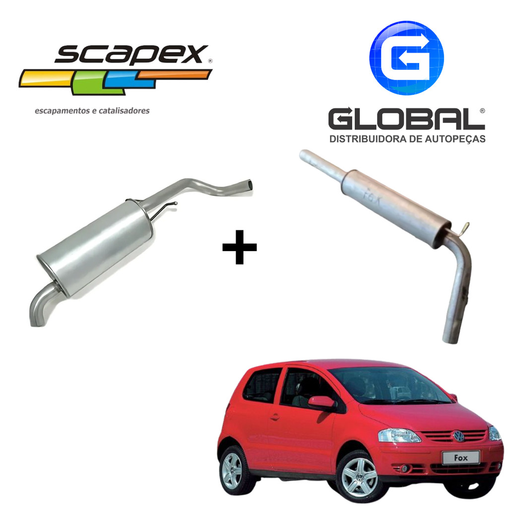 Kit Escapamento Silencioso Traseiro e Intermediario Fox 1.6 8v Original ...
