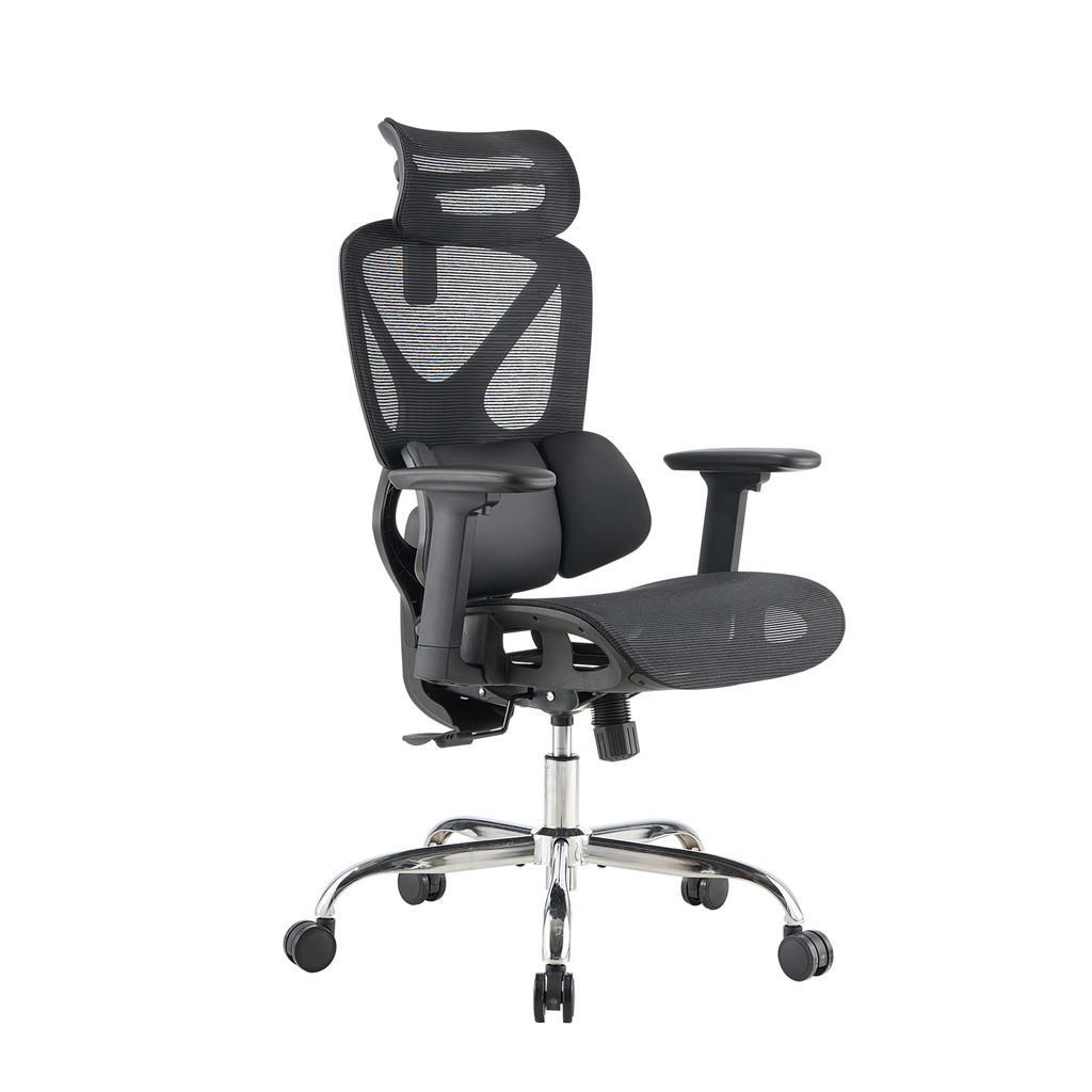 Cadeira Ergonômica Com Apoio De Pescoço Ajustável Apoio Lombar De Couro (3cm) Tecido Respirável, Suporta 150kg