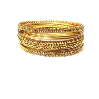 Conjunto de Pulseiras Indiana Dourada 7 Argolas em Oferta na Shopee