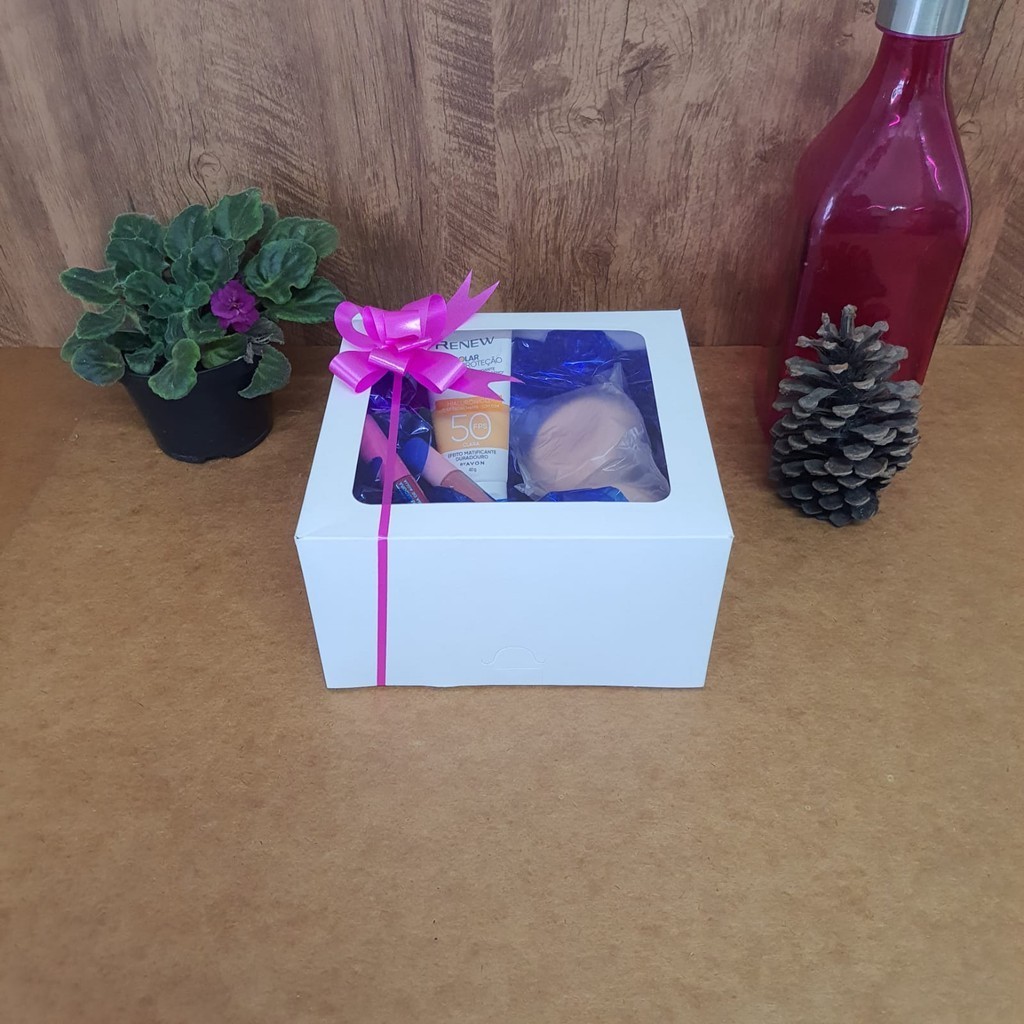 Caixa de Presente| Caixa| Cesta de Chocolate| Cesta dia das Mães com Visor 18x18x10 em Oferta na Shopee