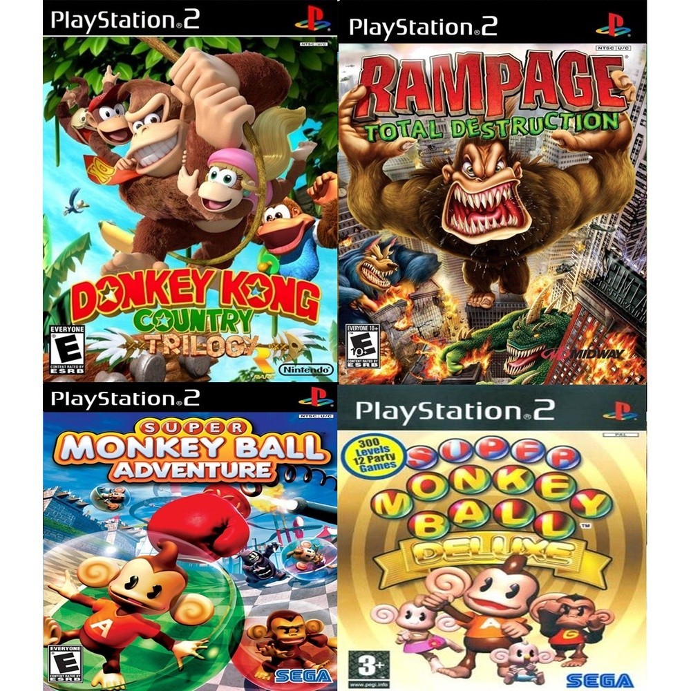 Kit Donkey Kong + Rampage Total Destruction + Super Monkey Ball com 4 ...