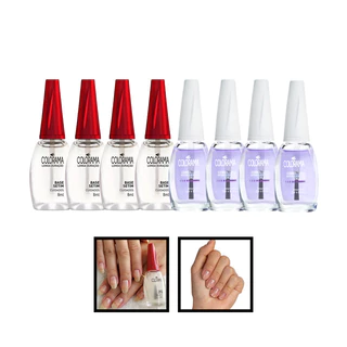 Kit 8 Esmaltes Colorama Tratamento Base Setim e Extra Brilho