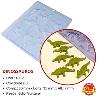 KIT 3 Forma Dinossauros Simples sem Silicone C.10029 Forma para Chocolate - BWB
