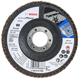 Disco Flap 115mm Bosch Grão 60 Standard for Metal Curvo Fibra de Vidro