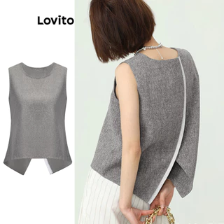 Lovito Regata elegante lisa colorblock para mulheres L86ED061