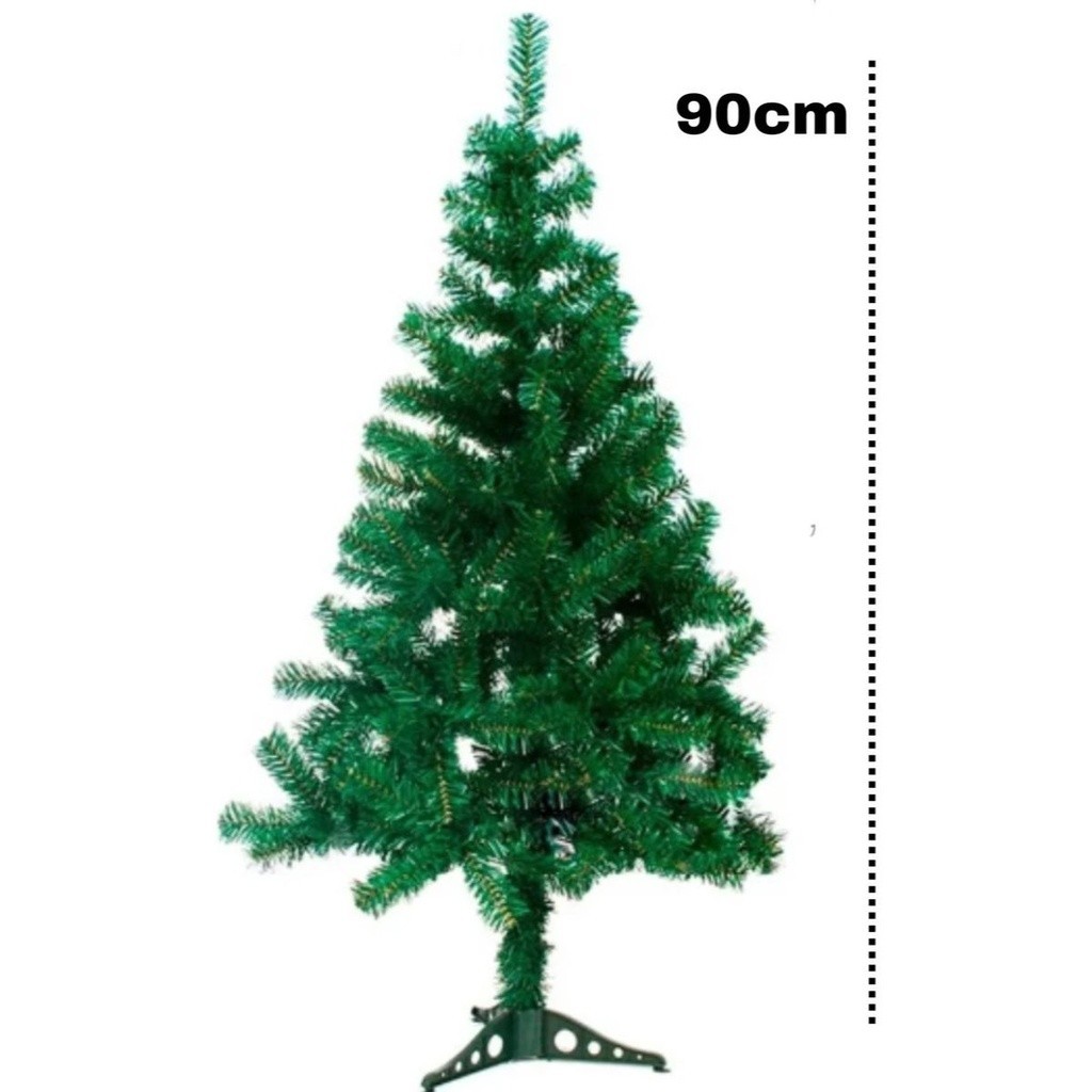 Árvore De Natal Pequena Pinheiro Verde Luxo 90cm -100 Galhos