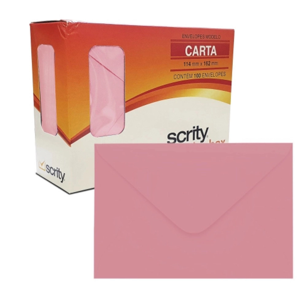 Envelope Carta Rosa Claro 114X162 - Caixa Com 100 Unidades - Scrity ...