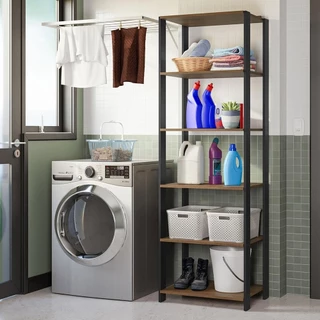Estante Multiuso para Lavanderia 59cm Rustic/Preto Madesa em Oferta na Shopee