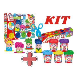 KIT MASSINHA CORTES DE CABELO STUDIO HAIR TUTTI FRUTTI + KIT 5 POTES DE MASSINHAS TUTTI FRUTTI