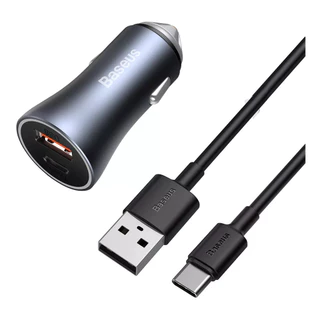 Baseus Carregador Veicular Turbo 40W Duplo USB + USB-C com Cabo 1m para iPhone e Android
