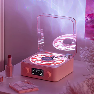 Ondas Vinyl Player Bluetooth Speaker Com Ruído Branco Retro Turntable Speaker Auxílio Do Sono Vitrola Em Forma Speaker Com Luz RGB