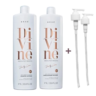 Kit Braé Divine Shampoo 1L + Condicionador 1L + Pump