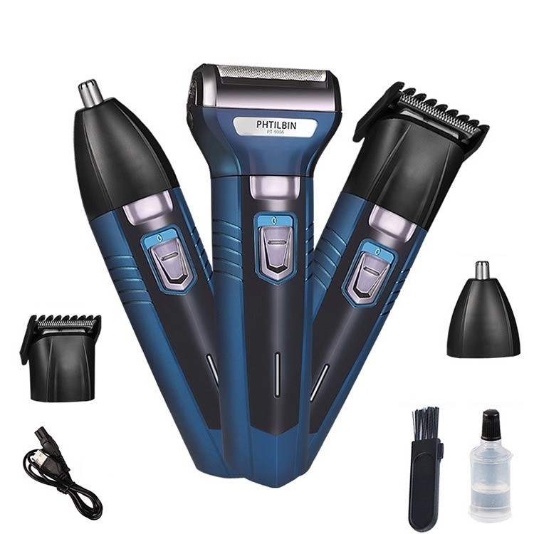 Depilador Aparelho Barbear 3 In 1 Barba Cabelo Bigode Nariz USB Recarregável