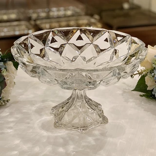 Centro de Mesa com Pé Cristal Deli Diamond 32,5x19,5cm Lyor 4431