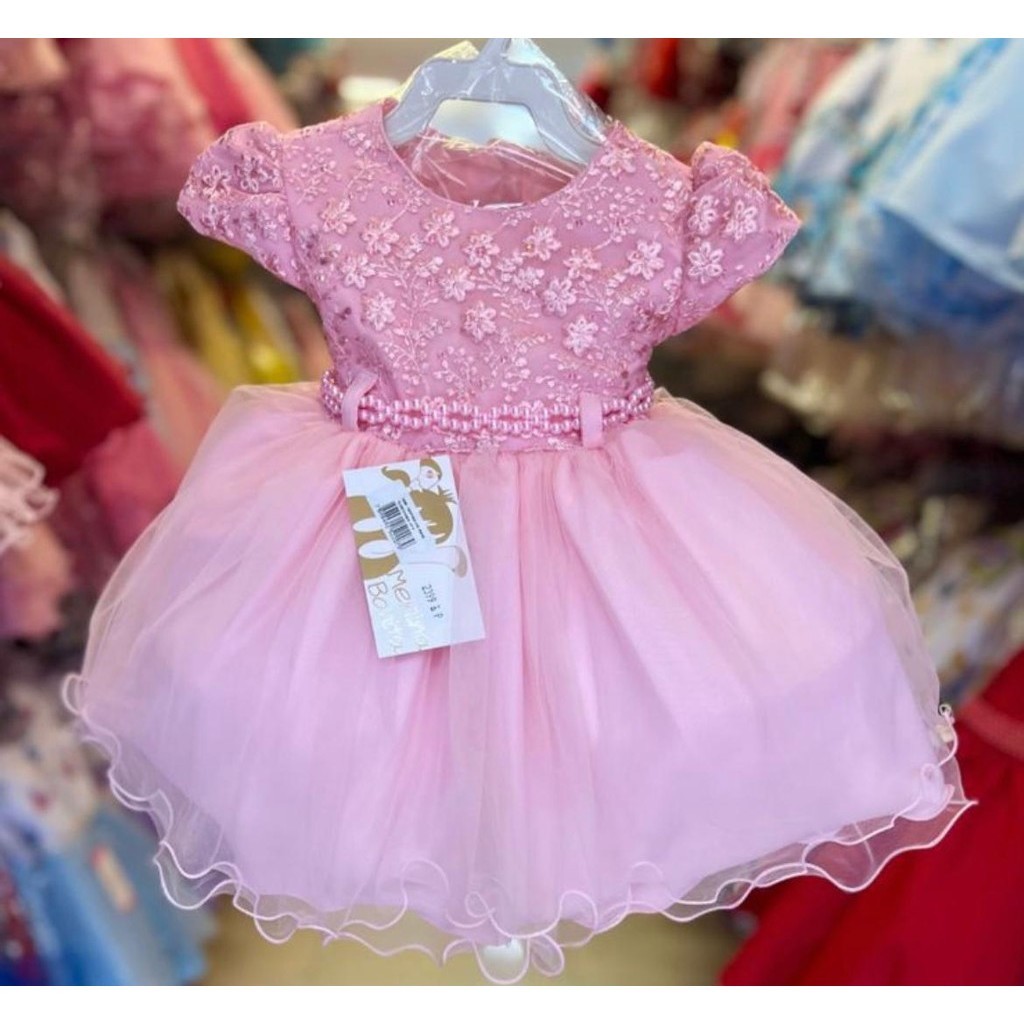Vestido festa infantil rosa bebe recem nascido a ano Shopee Brasil