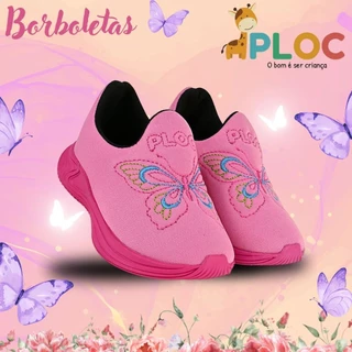 Tênis infantil Menina Ploc Borboletas Jogging Anatômico Escolar em Oferta na Shopee
