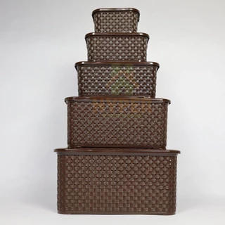 Kit Caixa Organizadora Rattan com Tampa Marrom Lig Brin 2.5L/4L/7.8L/16L/27L em Oferta na Shopee