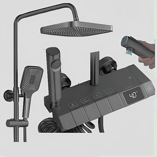 Chuveiro Ducha Piano Grafite 4 Saídas Misturador Termostato Digital Grafit eleva a sua experiência de banho a um novo