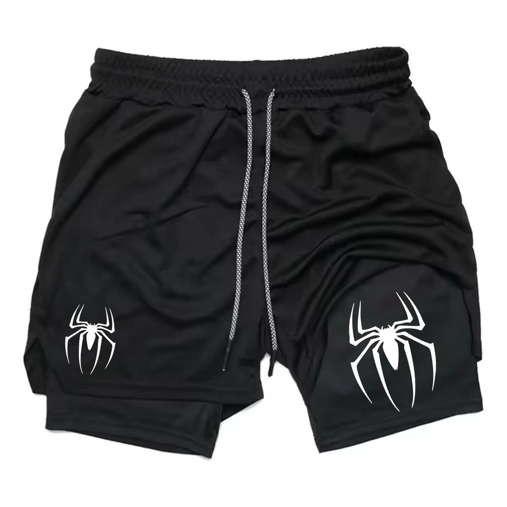 Short Dry-fit Compressão 2 Em 1 Homem Aranha Anime Moda