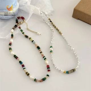 Corrente De Clavícula SHGIRLRL , Colares Coloridos Simples Boêmios , Joias De Pedra Arco-Íris Da Moda Femininas