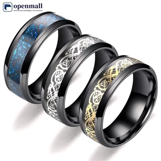 openmall 8mm Aço Inoxidável Anel De Titânio Dragão Celta 7 Cores Inlay Vermelho Azul Preto Fibra De Carbono Jóias Para Homens Mulheres Tamanho 6-13 L3V7