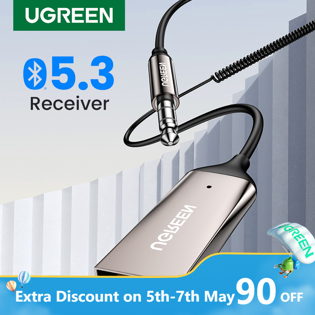 UGREEN Bluetooth Aux Adapter Bluetooth 5.4 Car Receiver USB to 3.5mm Jack Handsfree Car kit Audio Receiver Mic