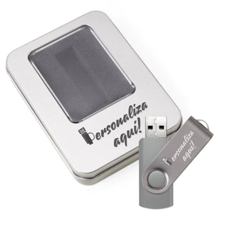 Kit Case Metal + Pen Drive Giratório Personalizado (REF-KT3)
