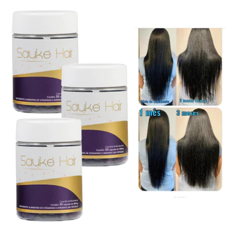 Sauké Hair Suplemento Crescimento Capilar Rápido 90 Dias
