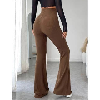 Calça feminina bailarina Canelada Flare Basica marrom