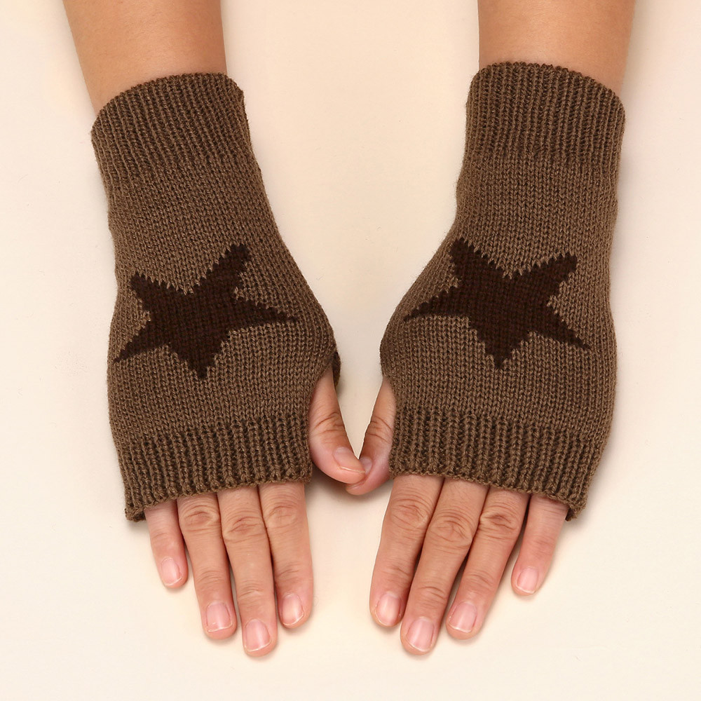 Luvas De Malha Y2K Com Meio Dedo Star Hand Fingerless Soft Warm