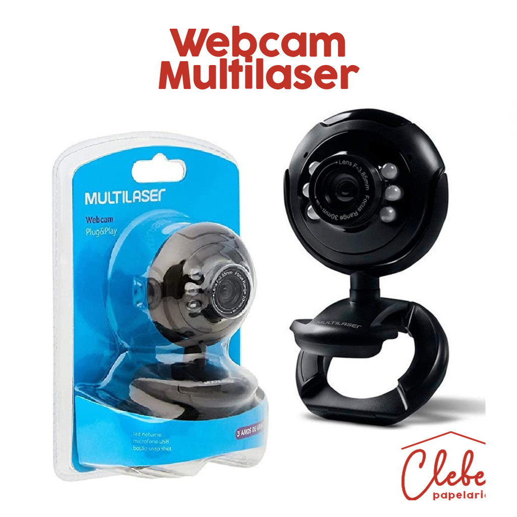 Câmera Web Webcam Multilaser Wc045 Vga Nightvision Microfone | Shopee ...