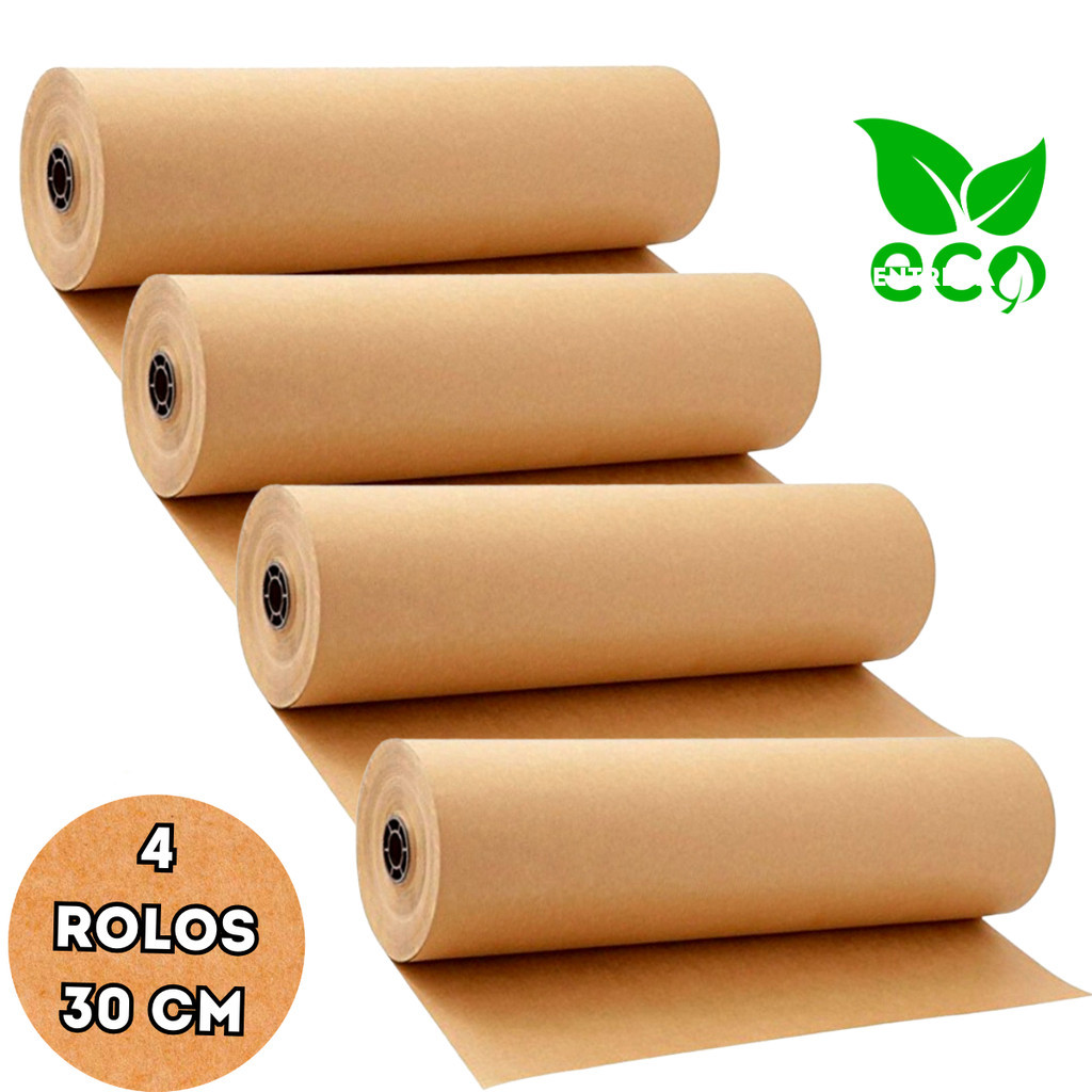Kit 4 Rolos De Papel Semi Kraft 30cm x 50m Pardo para Embalagem ...