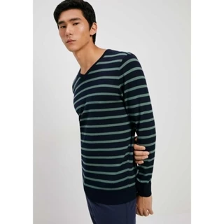 Suéter Masculino Listrado Gola V Em Tricô Hering