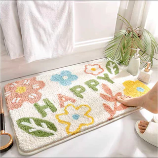 Feliz Tapete Floral De Banho Doméstico Absorvente De Água Para Os Pés Antiderrapante Portas De Secagem Rápida Entrada Do Dormitório