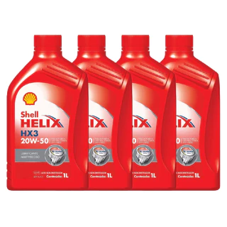 Kit C/ 4 Óleo de Motor Shell Helix HX3 Mineral 20W50 API SL 1L